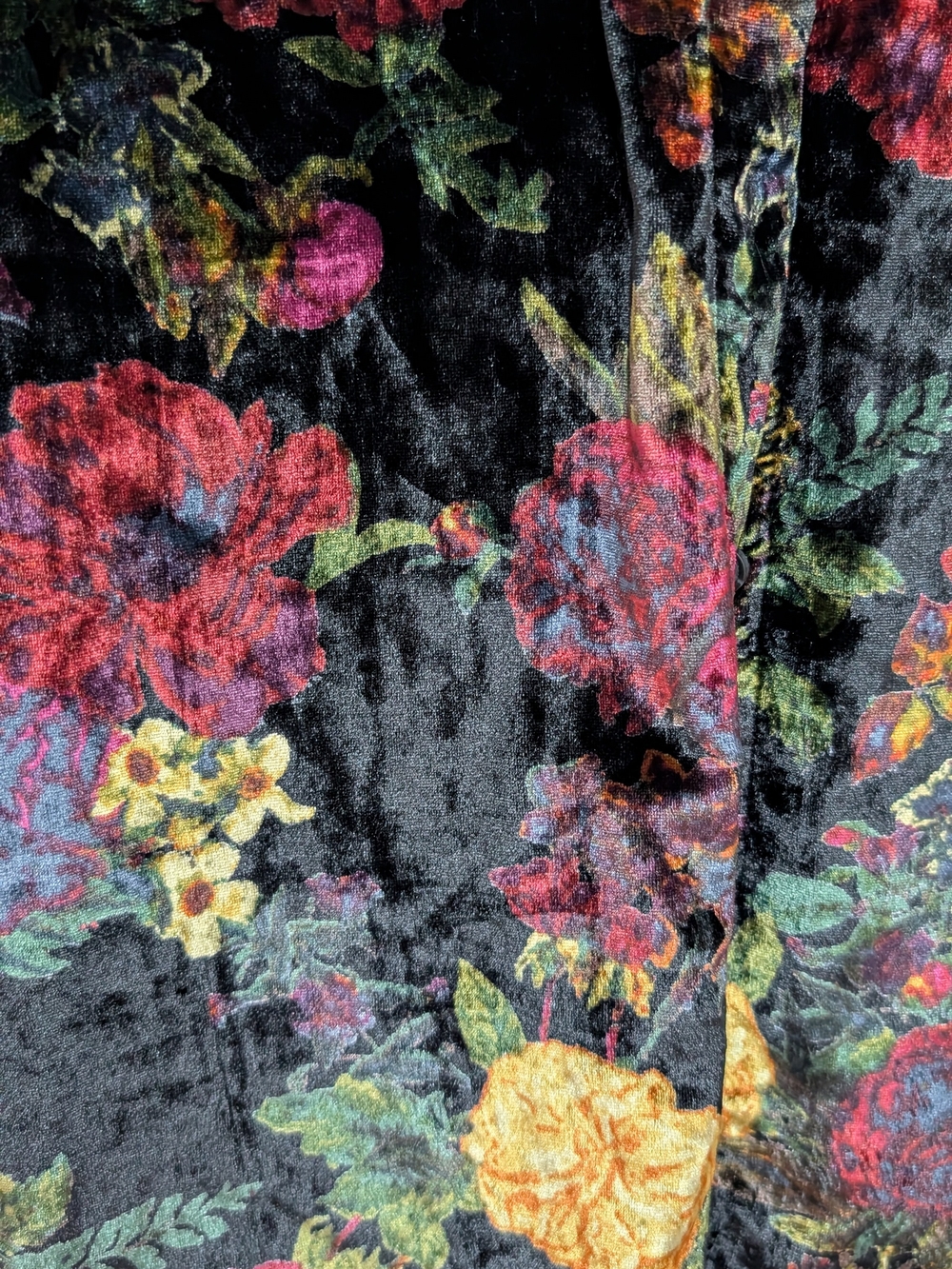 Pilcro Anthropologie Velvet Floral Button-Up Shirt - Black Floral - Picture 9 of 10